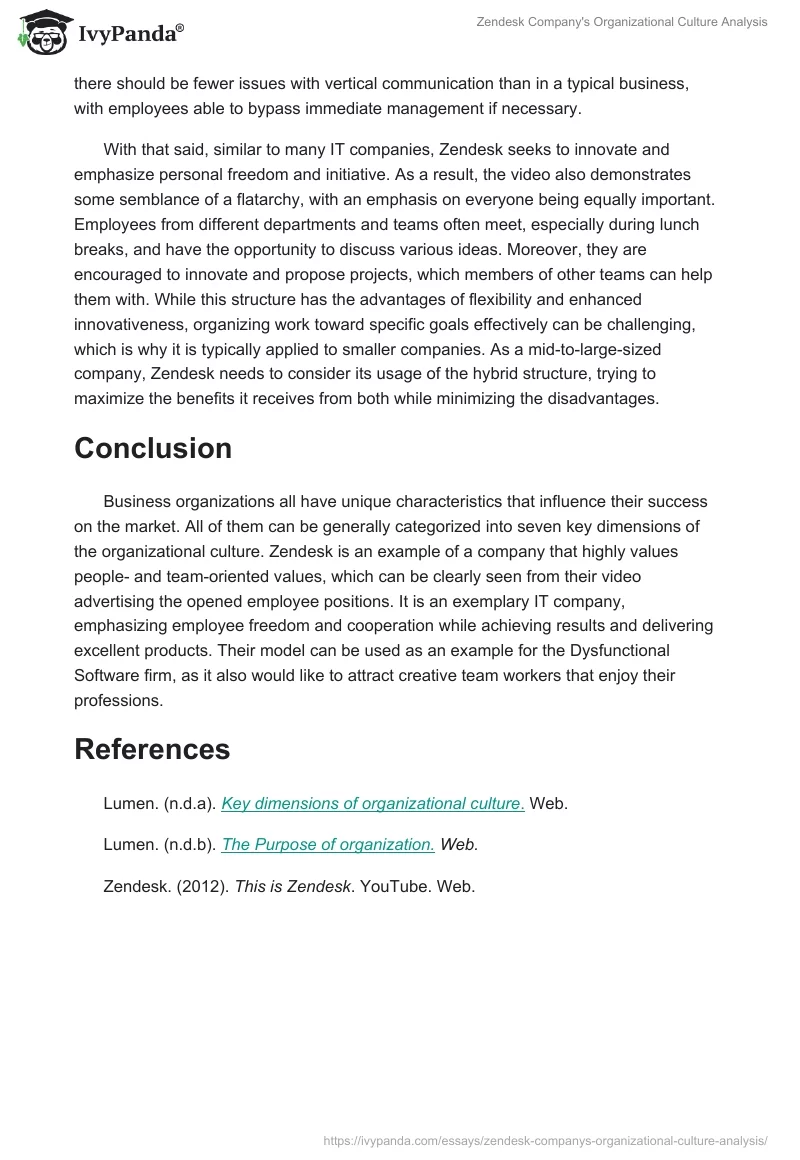 Zendesk Company's Organizational Culture Analysis. Page 4