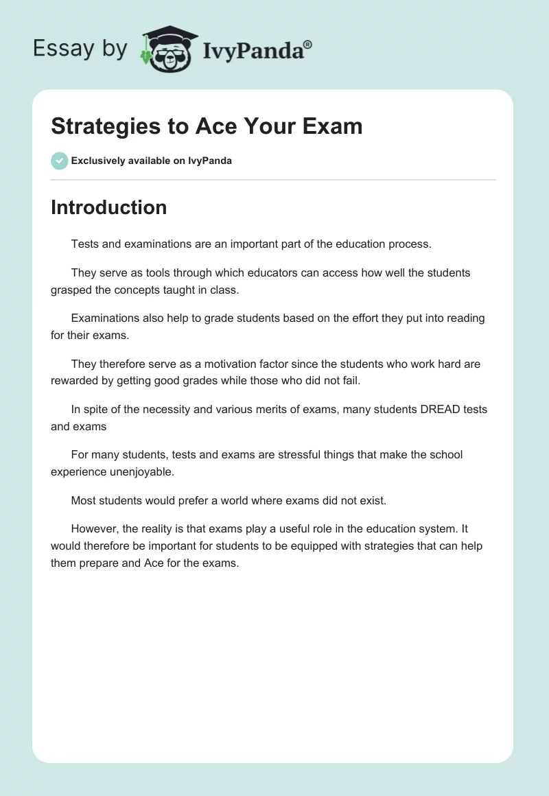 Strategies to Ace Your Exam. Page 1