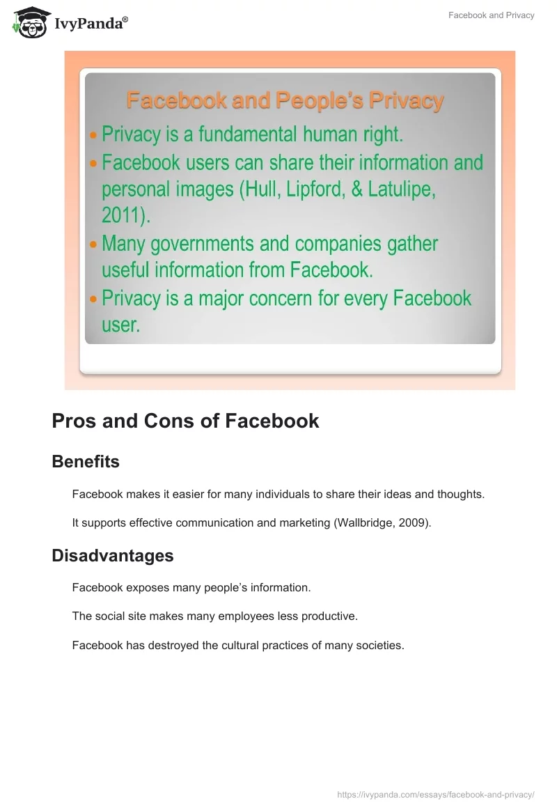Facebook and Privacy. Page 2
