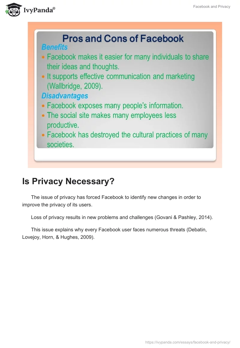Facebook and Privacy. Page 3