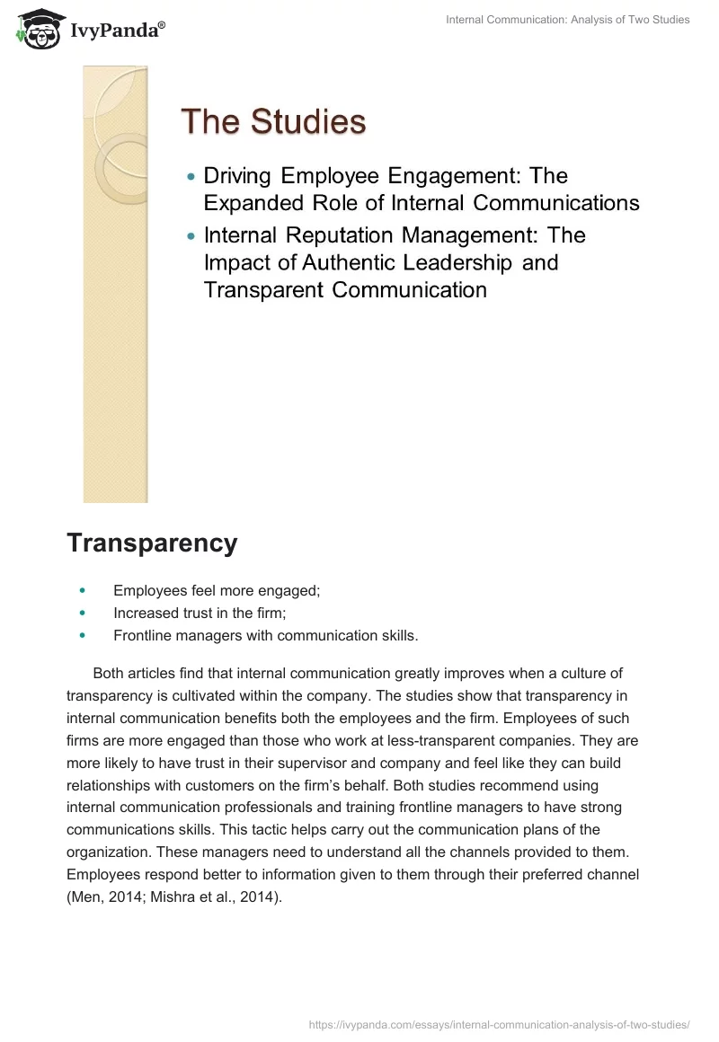 Internal Communication: Analysis of Two Studies. Page 2