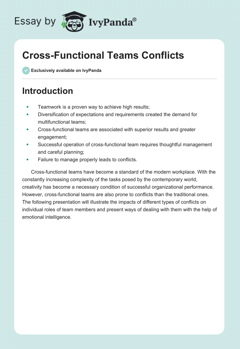 Cross-Functional Teams Conflicts. Page 1