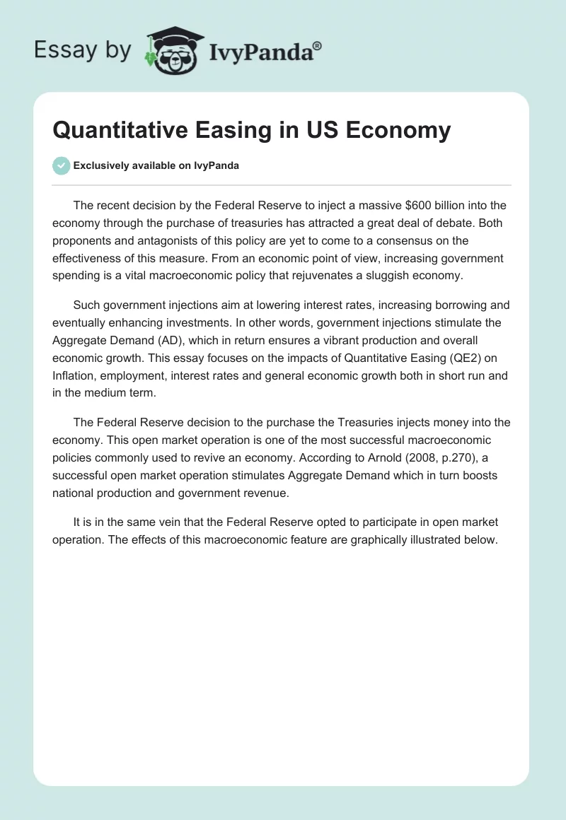Quantitative Easing in US Economy. Page 1