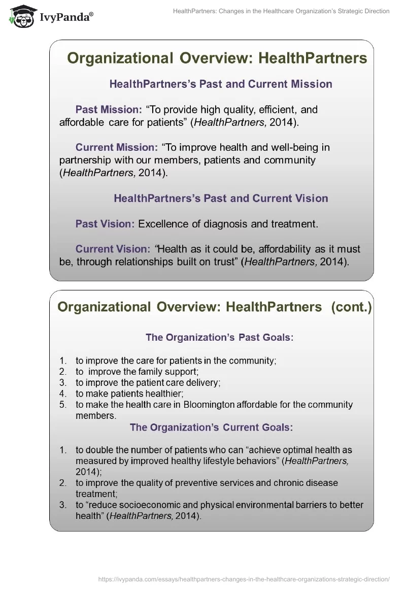 HealthPartners: Changes in the Healthcare Organization’s Strategic Direction. Page 4