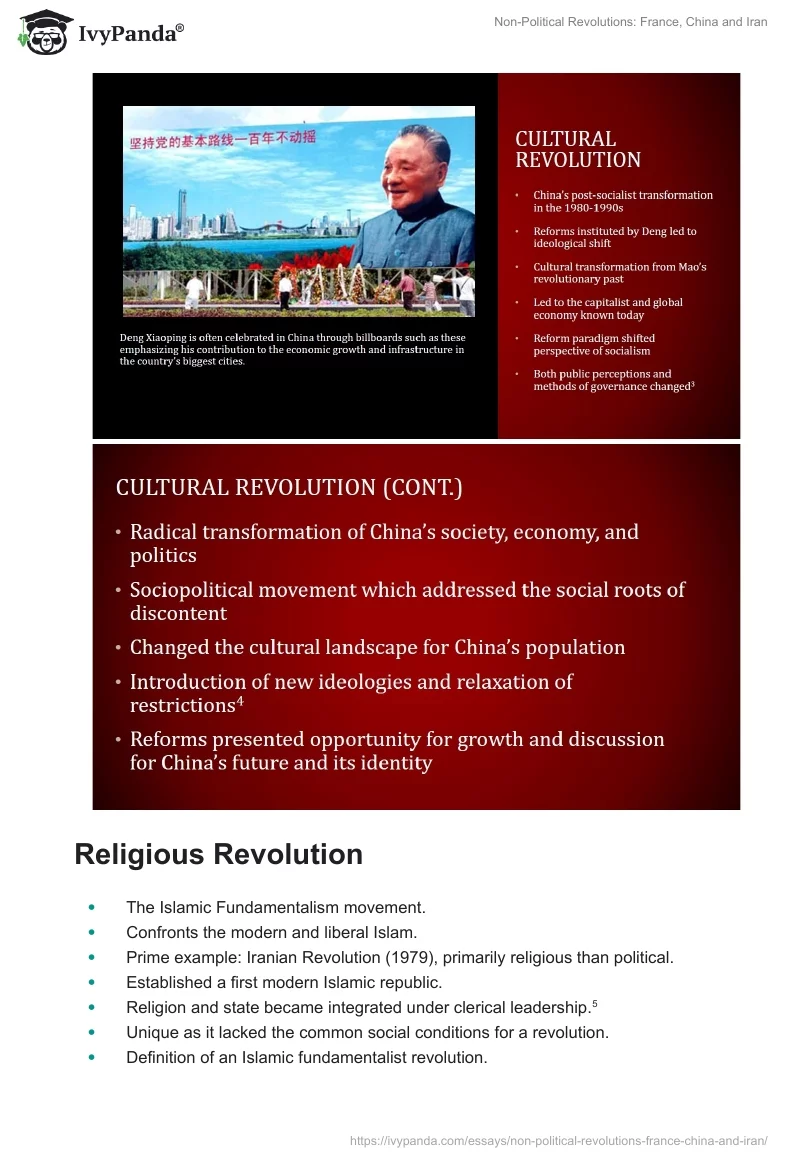 Non-Political Revolutions: France, China and Iran. Page 4