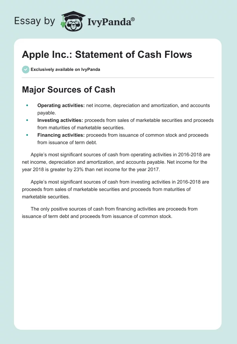 Apple Inc.: Statement of Cash Flows. Page 1