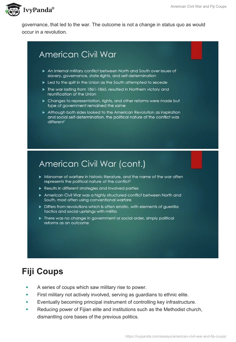 American Civil War and Fiji Coups. Page 2