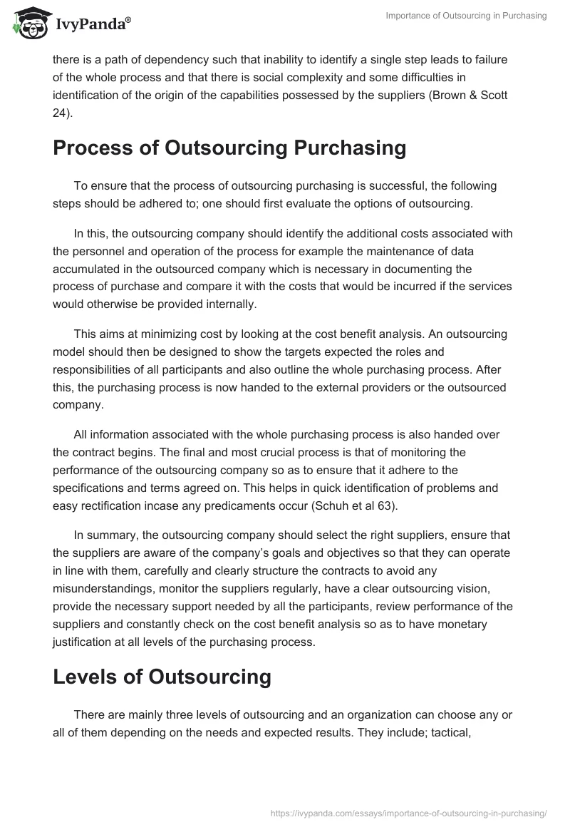Importance of Outsourcing in Purchasing. Page 4