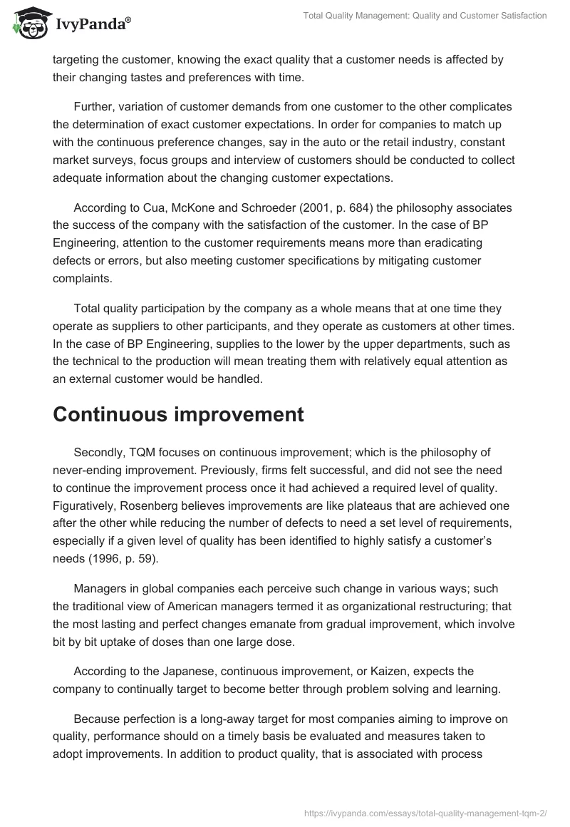 Total Quality Management: Quality and Customer Satisfaction. Page 5