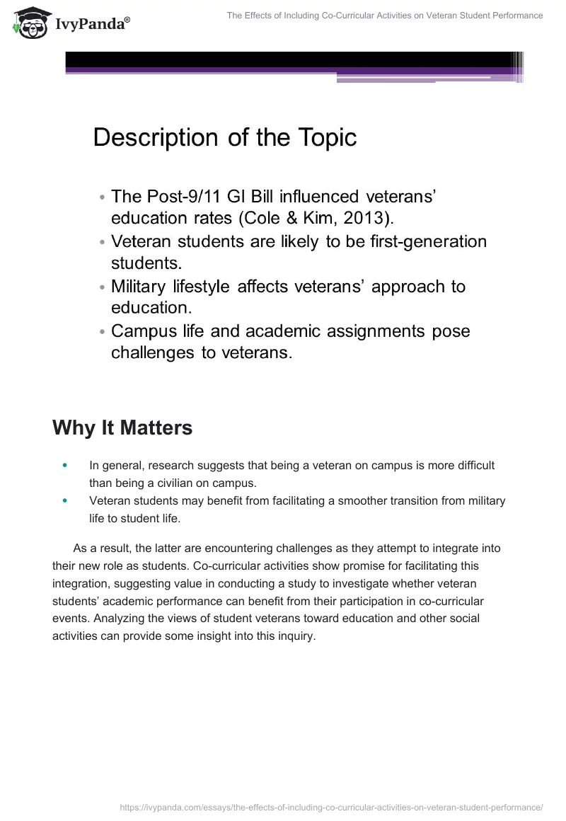The Effects of Including Co-Curricular Activities on Veteran Student Performance. Page 2