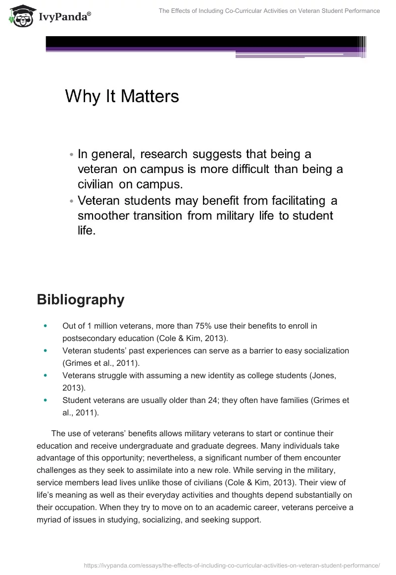 The Effects of Including Co-Curricular Activities on Veteran Student Performance. Page 3