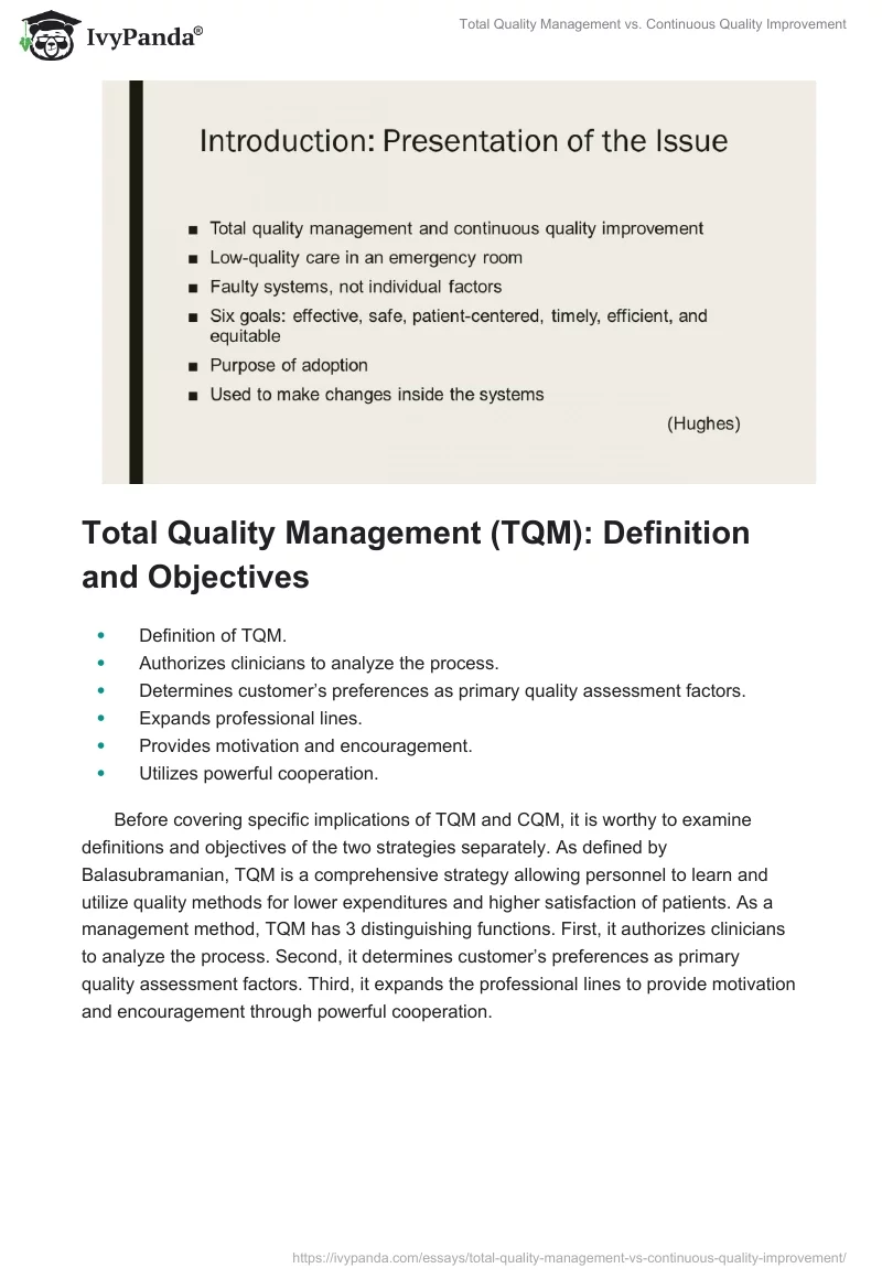 Total Quality Management vs. Continuous Quality Improvement. Page 2
