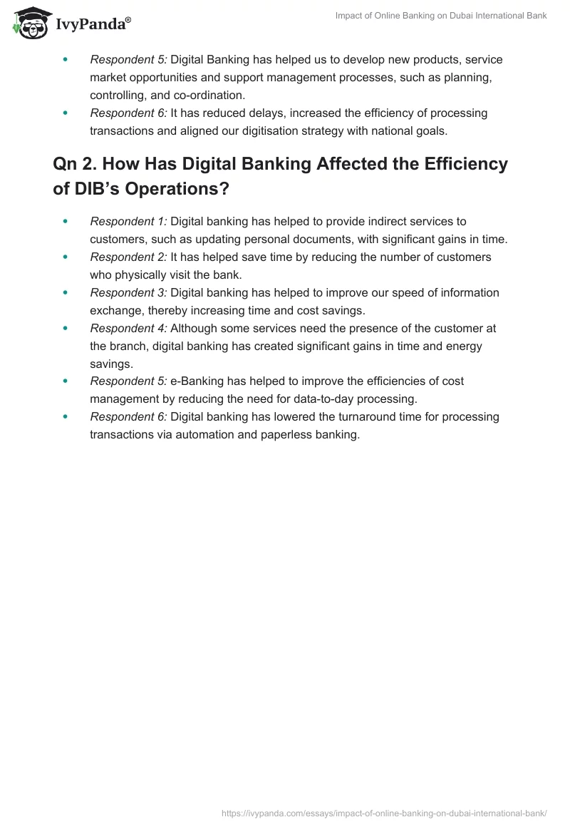 Impact of Online Banking on Dubai International Bank. Page 5