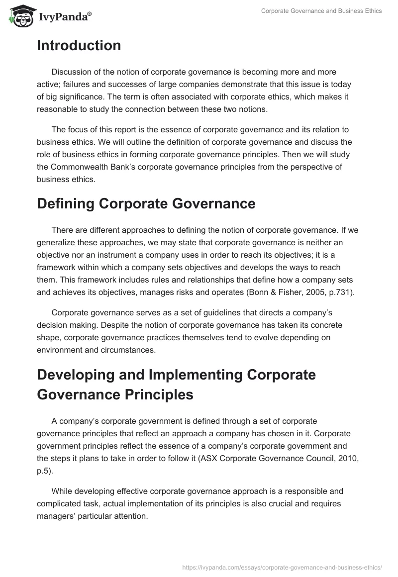 Corporate Governance and Business Ethics. Page 2