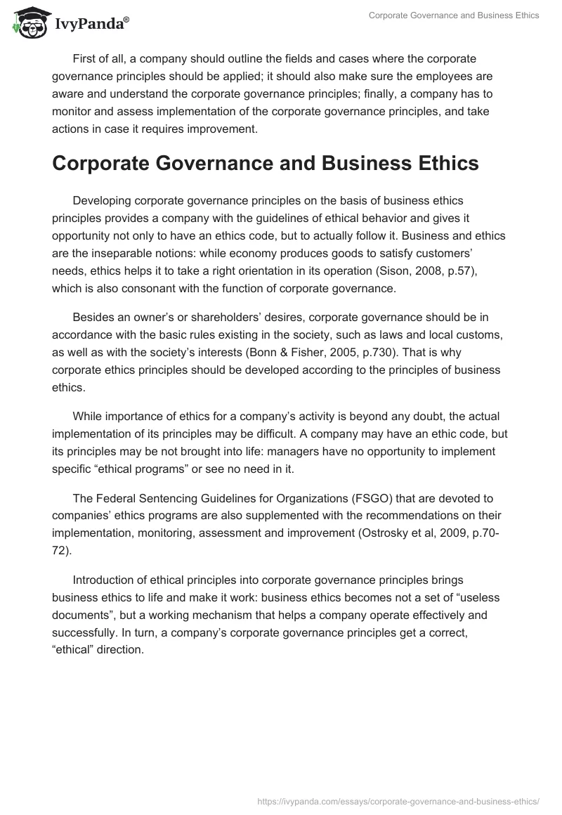 Corporate Governance and Business Ethics. Page 3