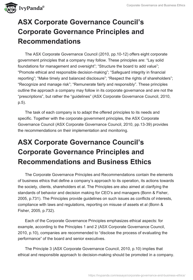 Corporate Governance and Business Ethics. Page 4