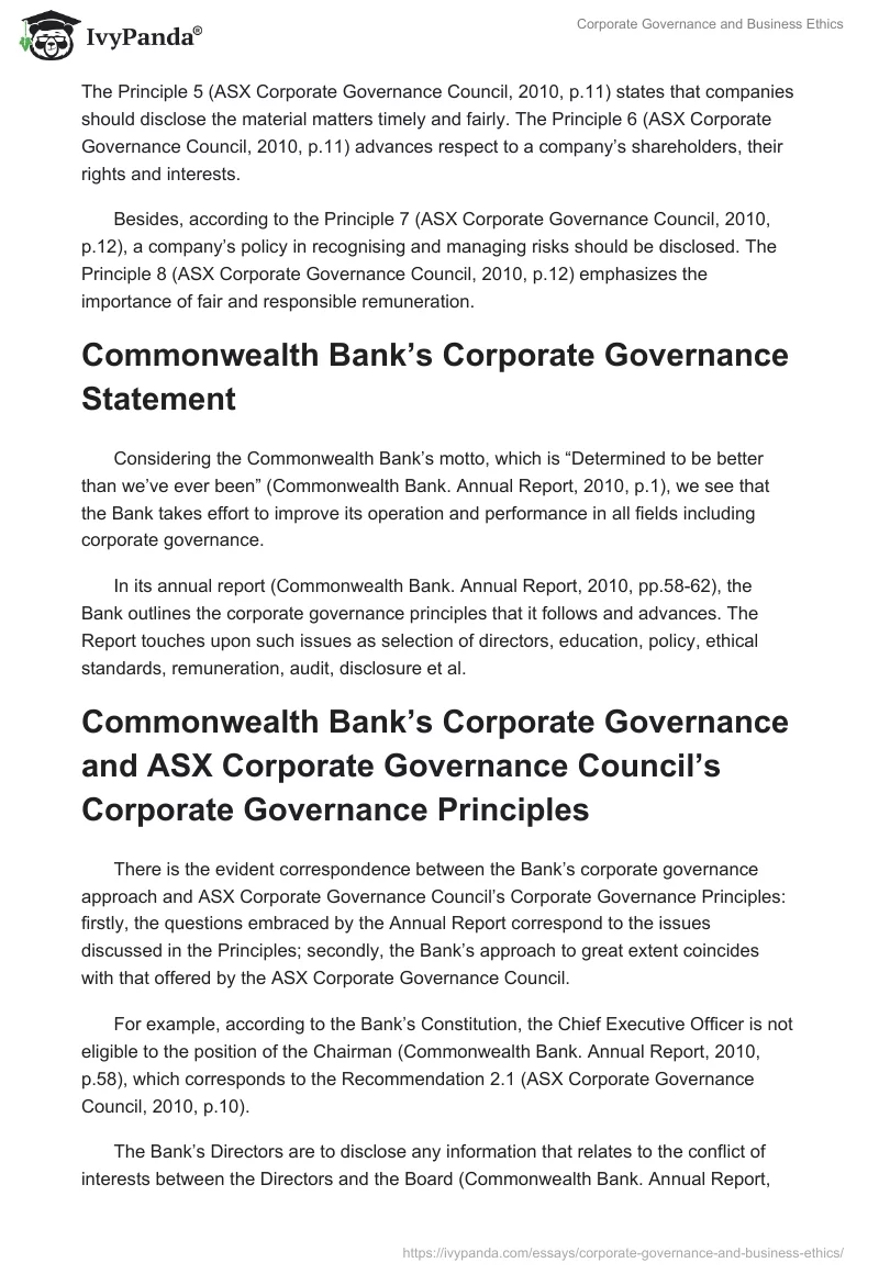 Corporate Governance and Business Ethics. Page 5
