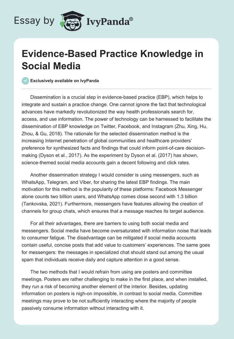 Evidence-Based Practice Knowledge in Social Media. Page 1