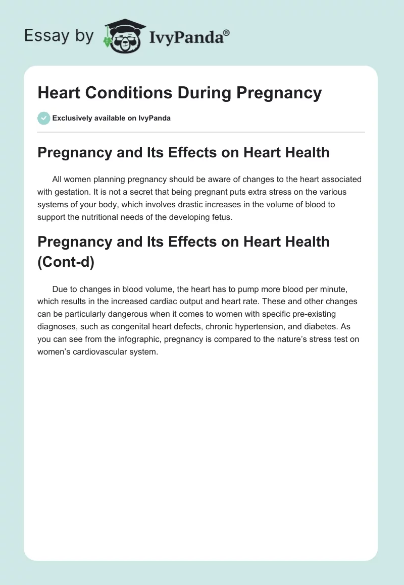 Heart Conditions During Pregnancy. Page 1
