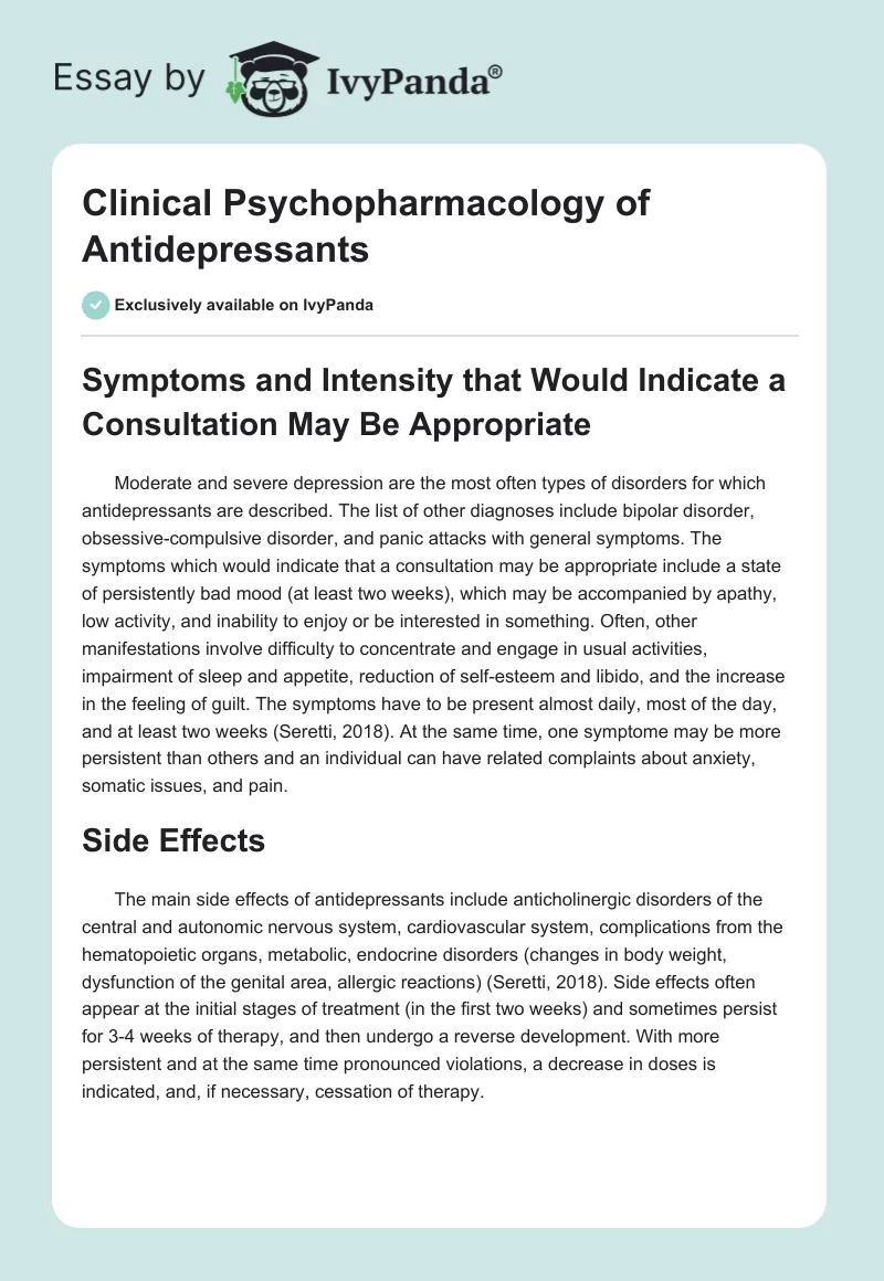 Clinical Psychopharmacology of Antidepressants. Page 1