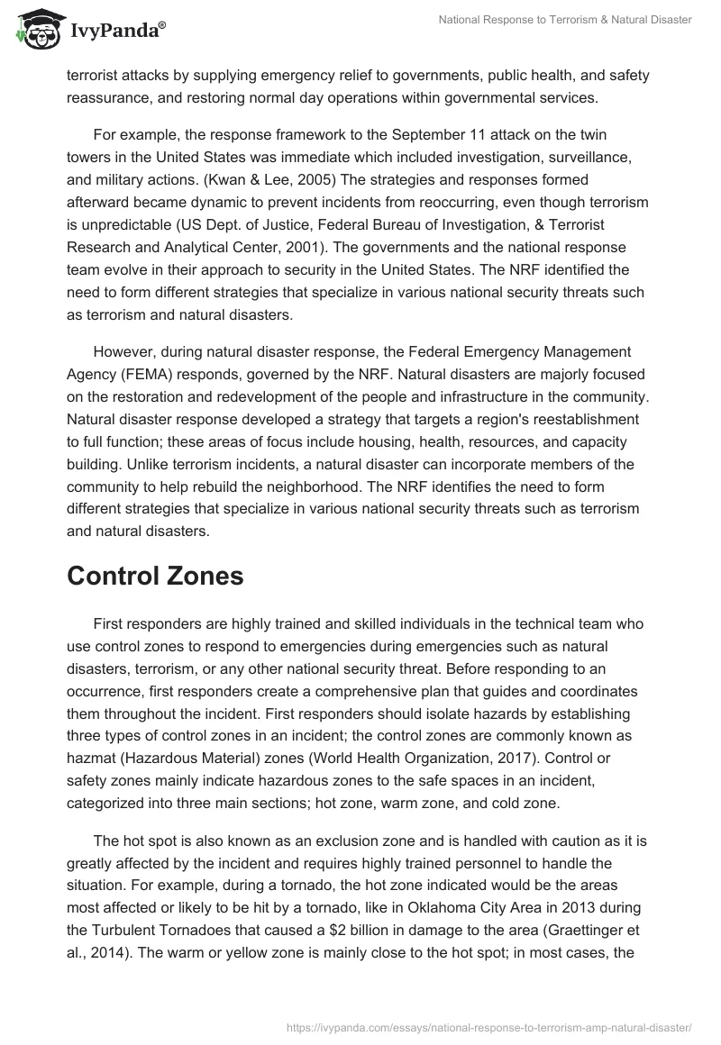 National Response to Terrorism & Natural Disaster. Page 2