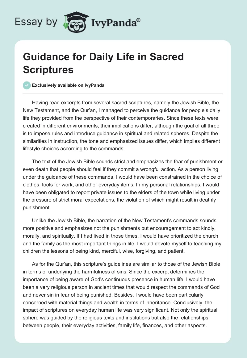 Guidance for Daily Life in Sacred Scriptures. Page 1