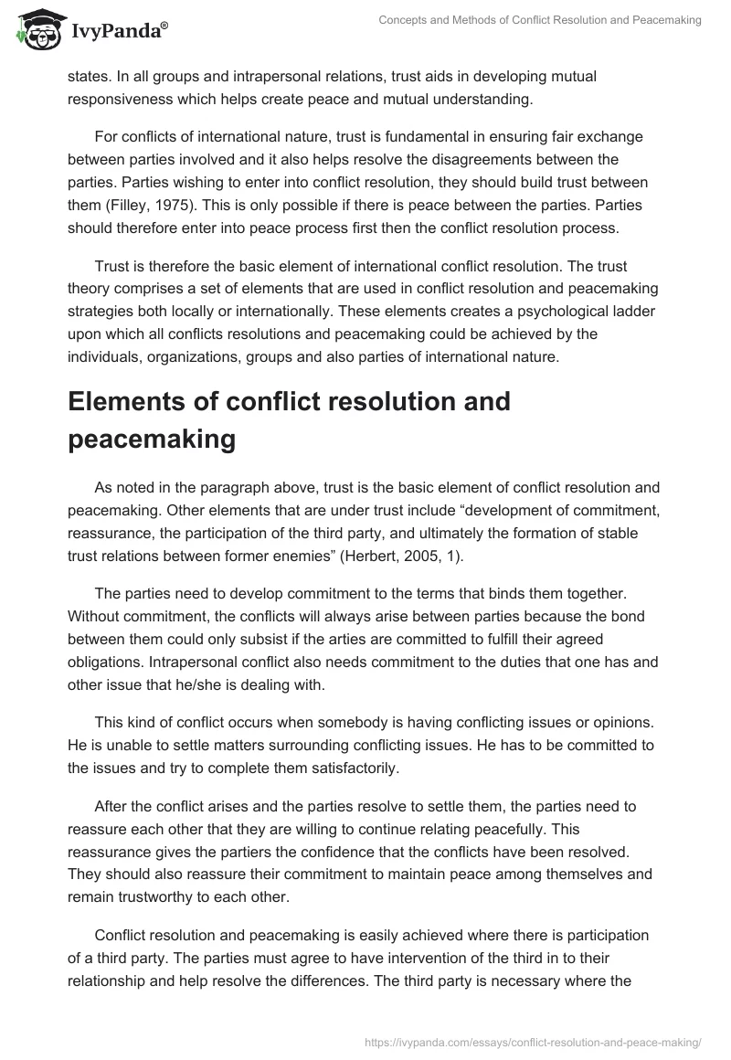 Concepts and Methods of Conflict Resolution and Peacemaking. Page 2