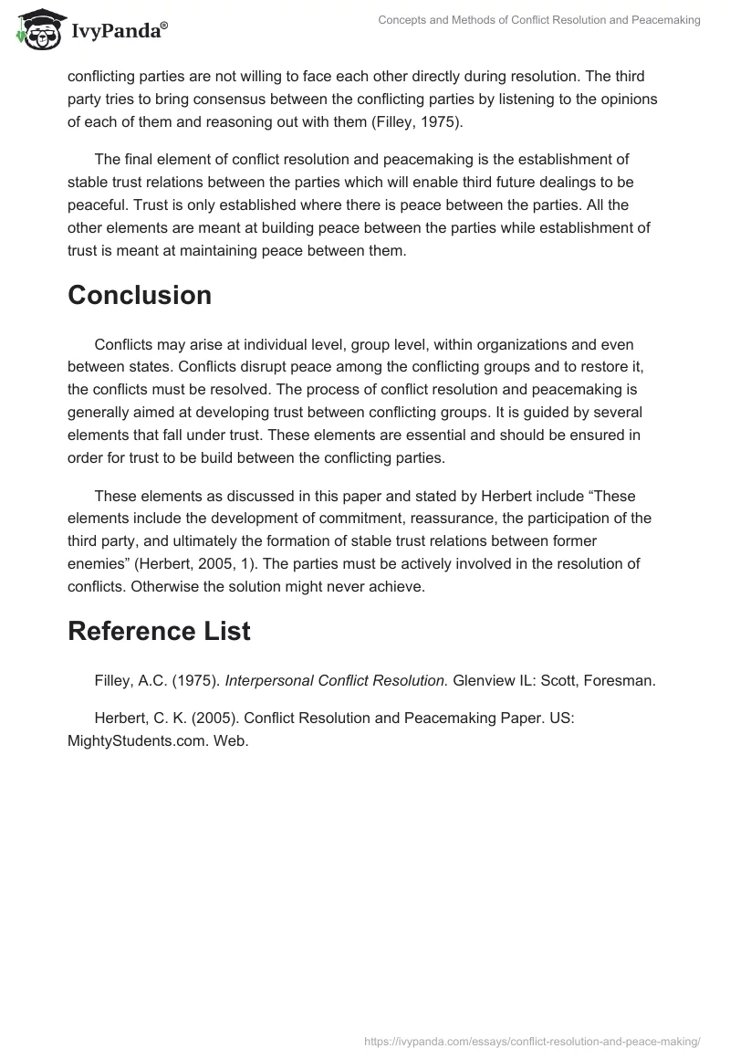 Concepts and Methods of Conflict Resolution and Peacemaking. Page 3