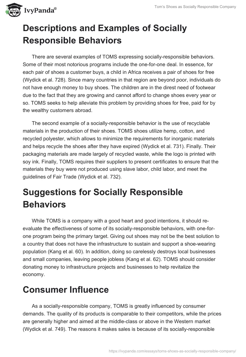 Tom’s Shoes as Socially Responsible Company. Page 2