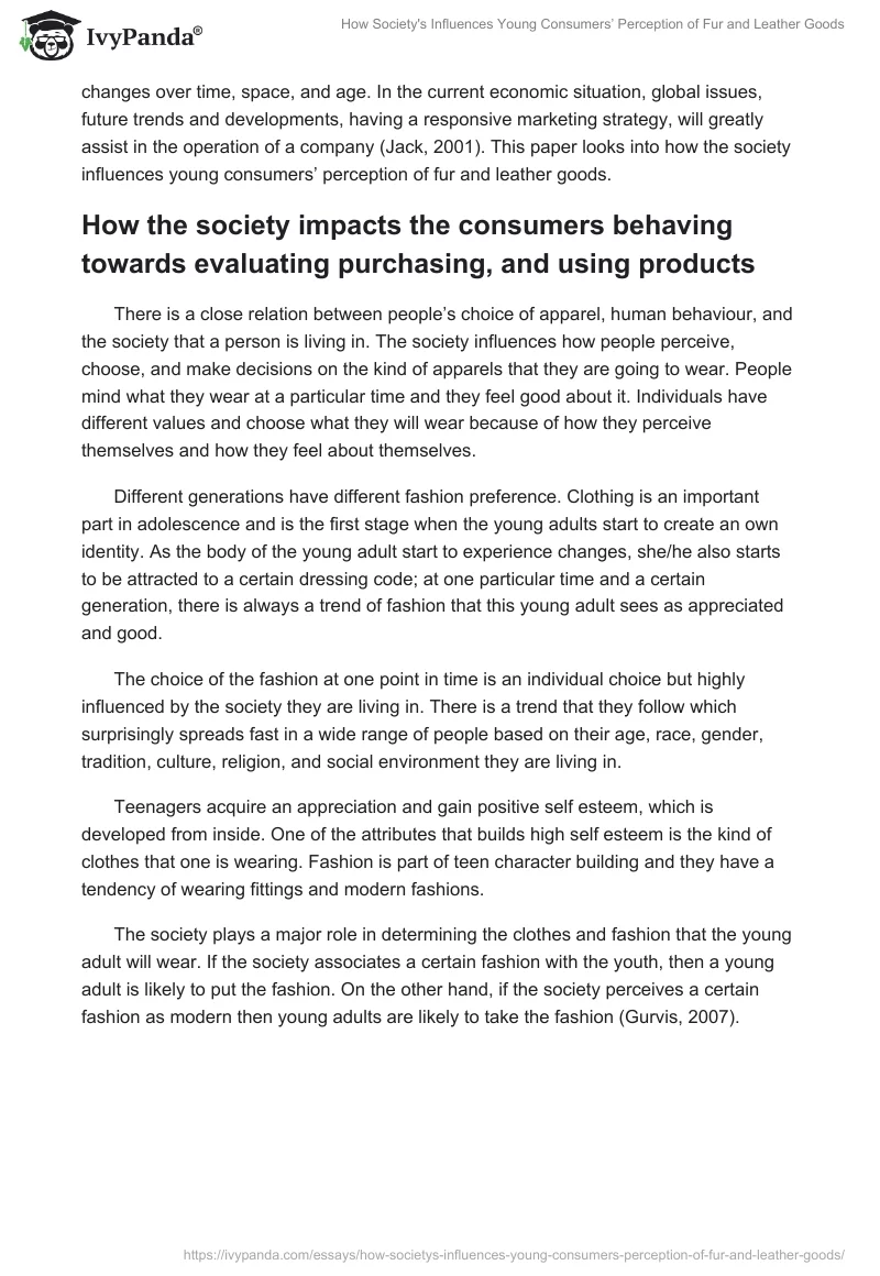How Society's Influences Young Consumers’ Perception of Fur and Leather Goods. Page 2