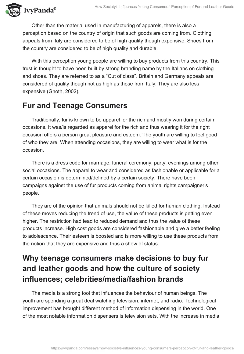 How Society's Influences Young Consumers’ Perception of Fur and Leather Goods. Page 4