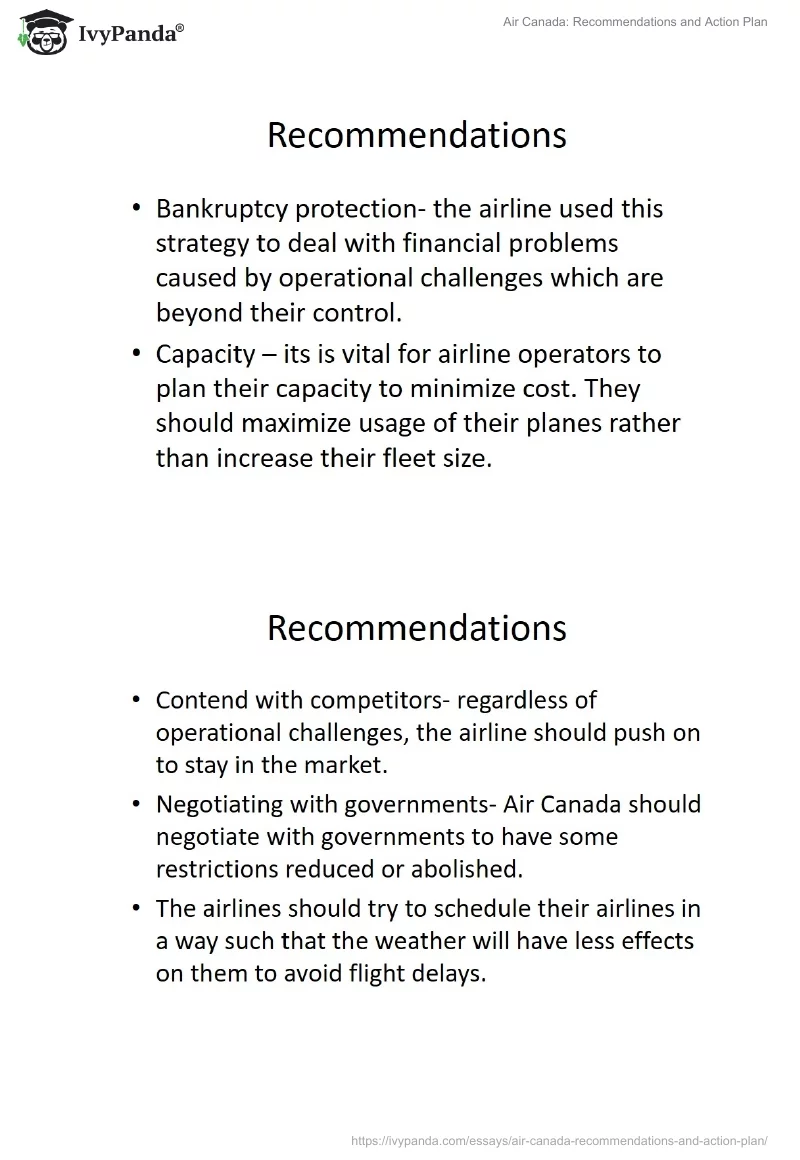 Air Canada: Recommendations and Action Plan. Page 2