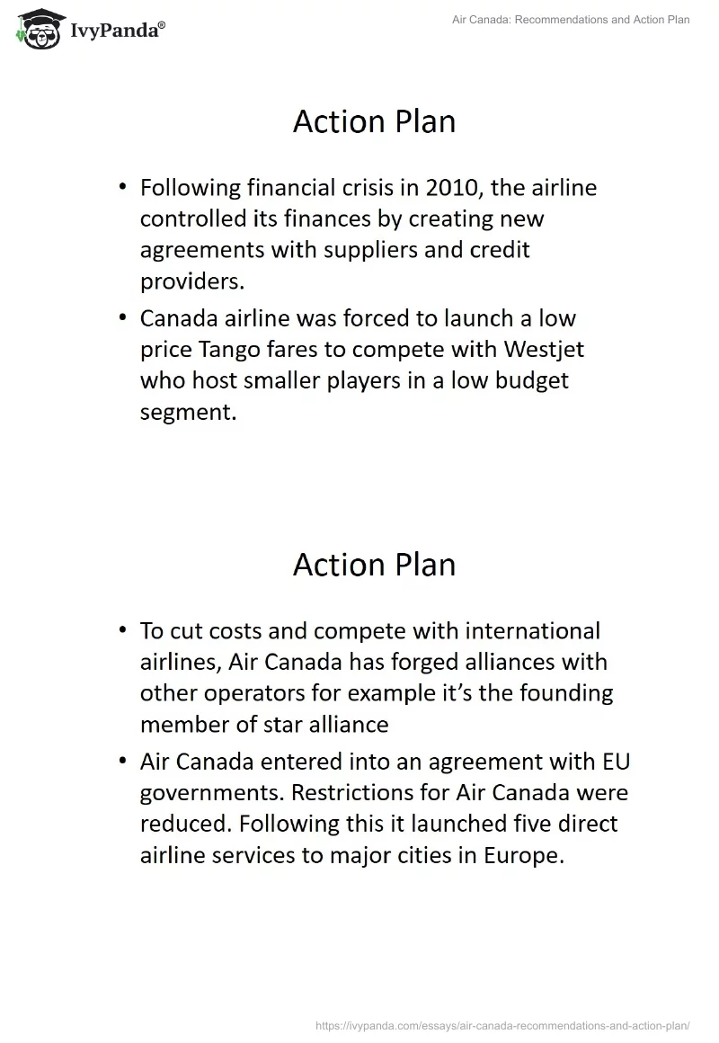 Air Canada: Recommendations and Action Plan. Page 4