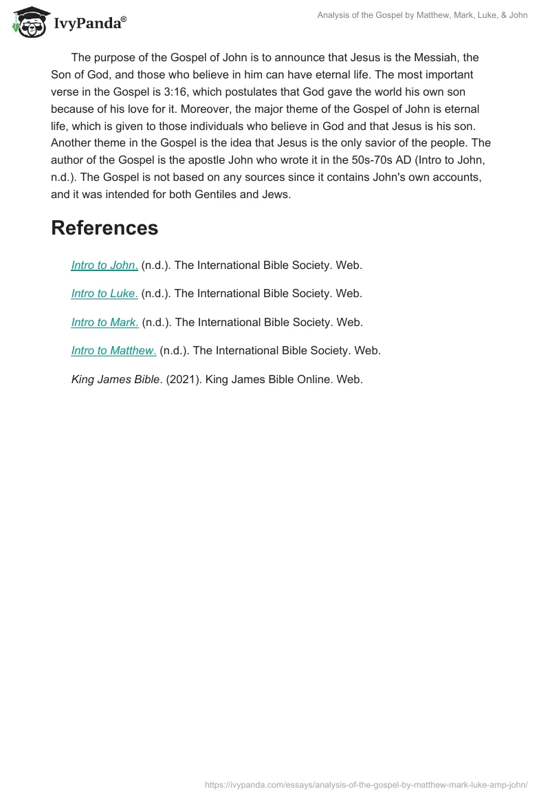 Analysis of the Gospel by Matthew, Mark, Luke, & John. Page 2
