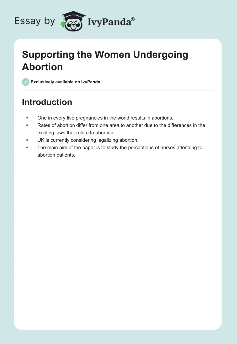 Supporting the Women Undergoing Abortion. Page 1