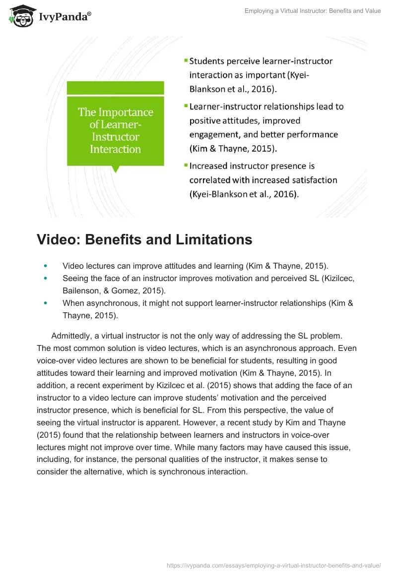 Employing a Virtual Instructor: Benefits and Value. Page 5