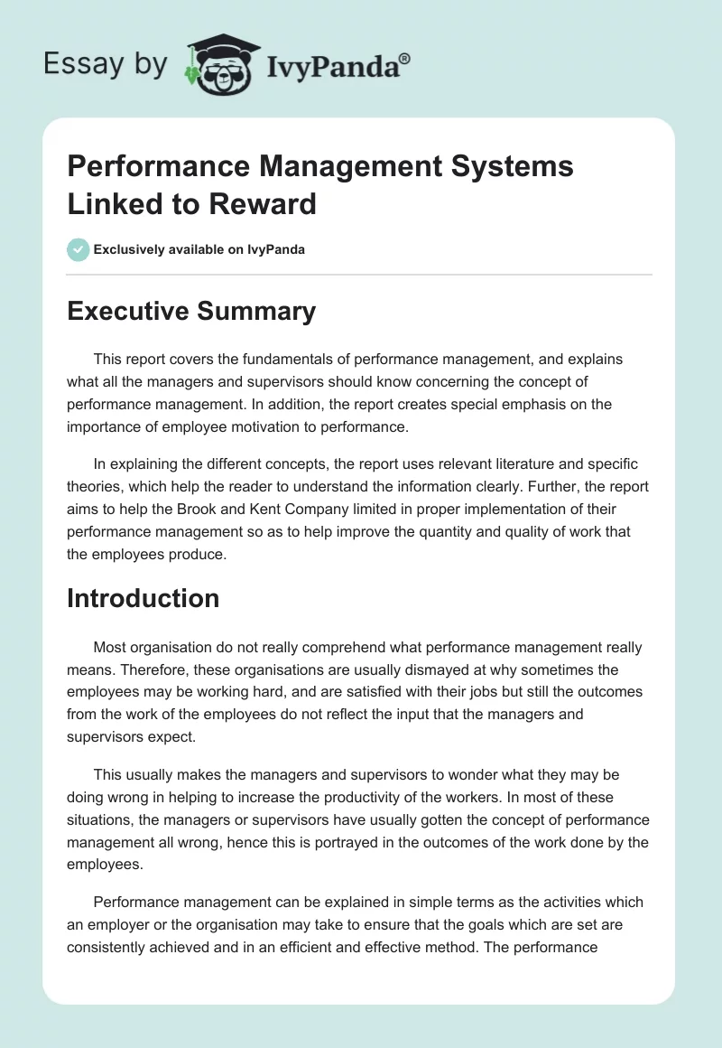 Performance Management Systems Linked to Reward. Page 1