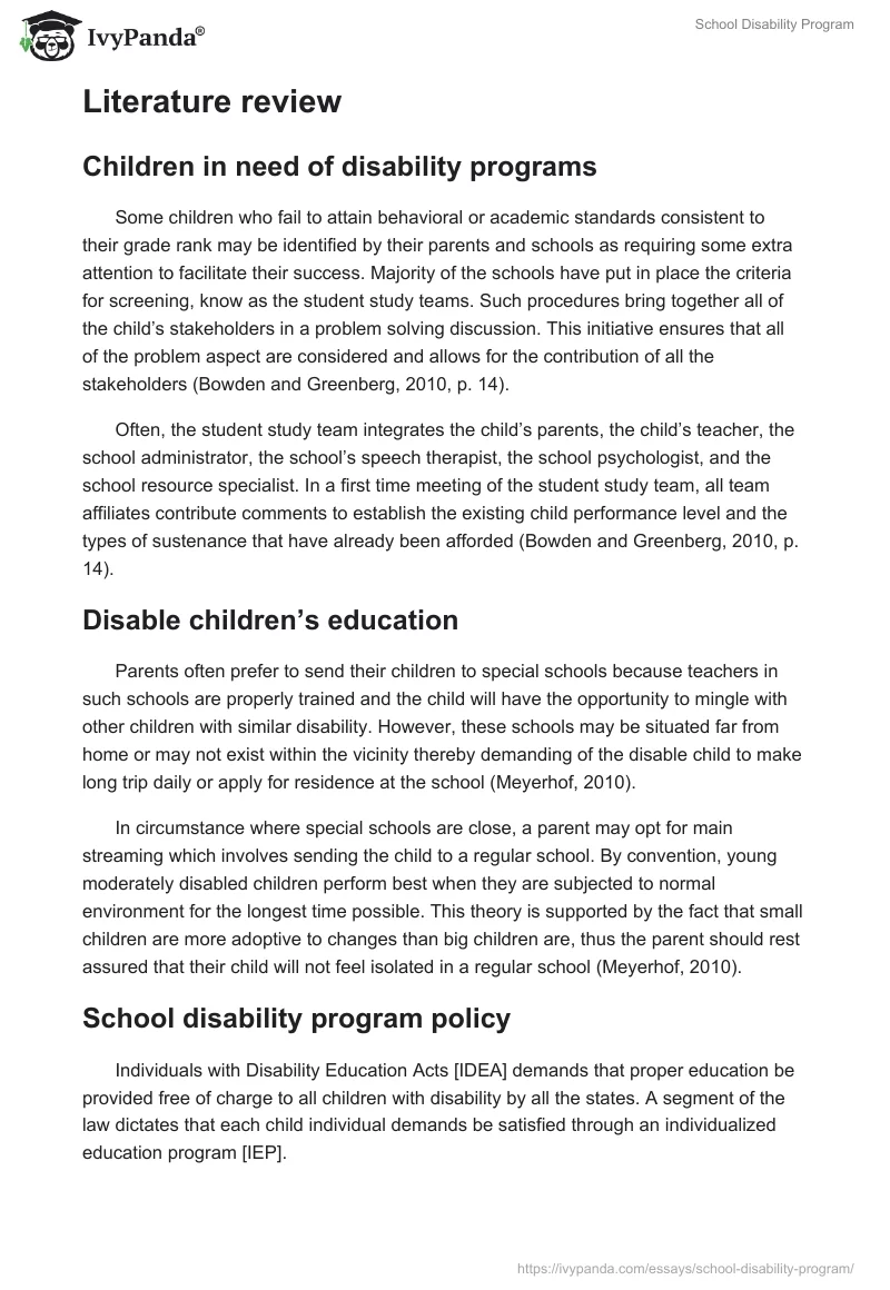 School Disability Program. Page 2