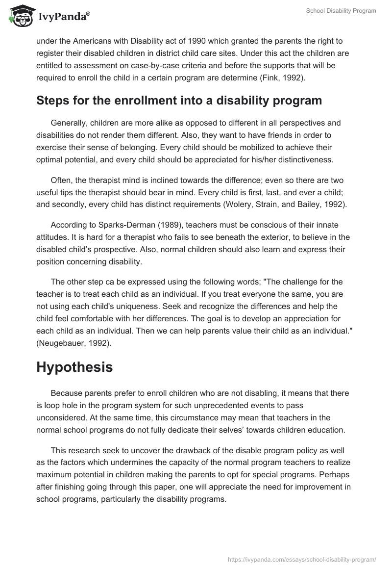 School Disability Program. Page 5