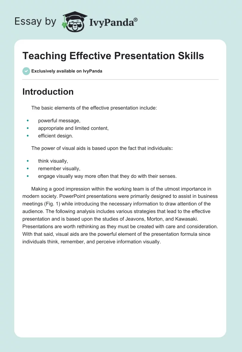 Teaching Effective Presentation Skills. Page 1