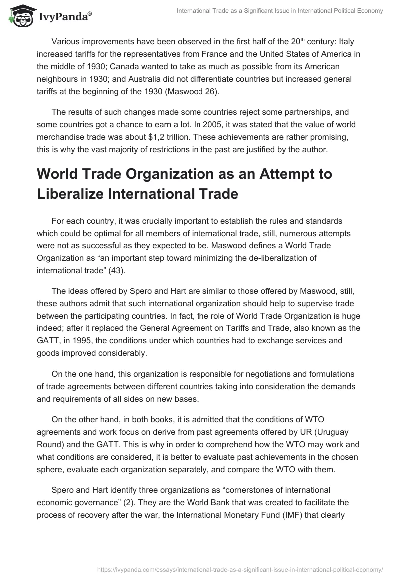 International Trade as a Significant Issue in International Political Economy. Page 5