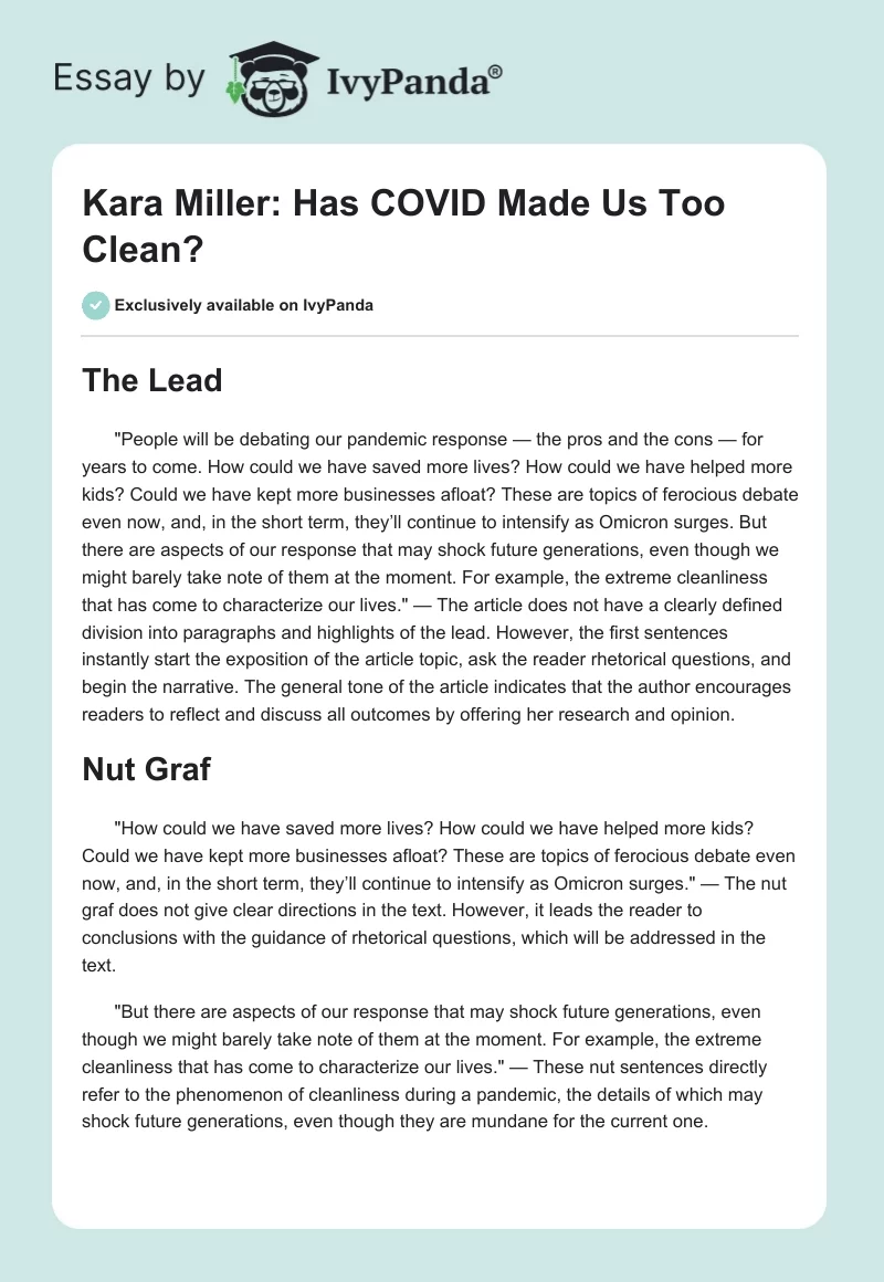 Kara Miller: Has COVID Made Us Too Clean?. Page 1