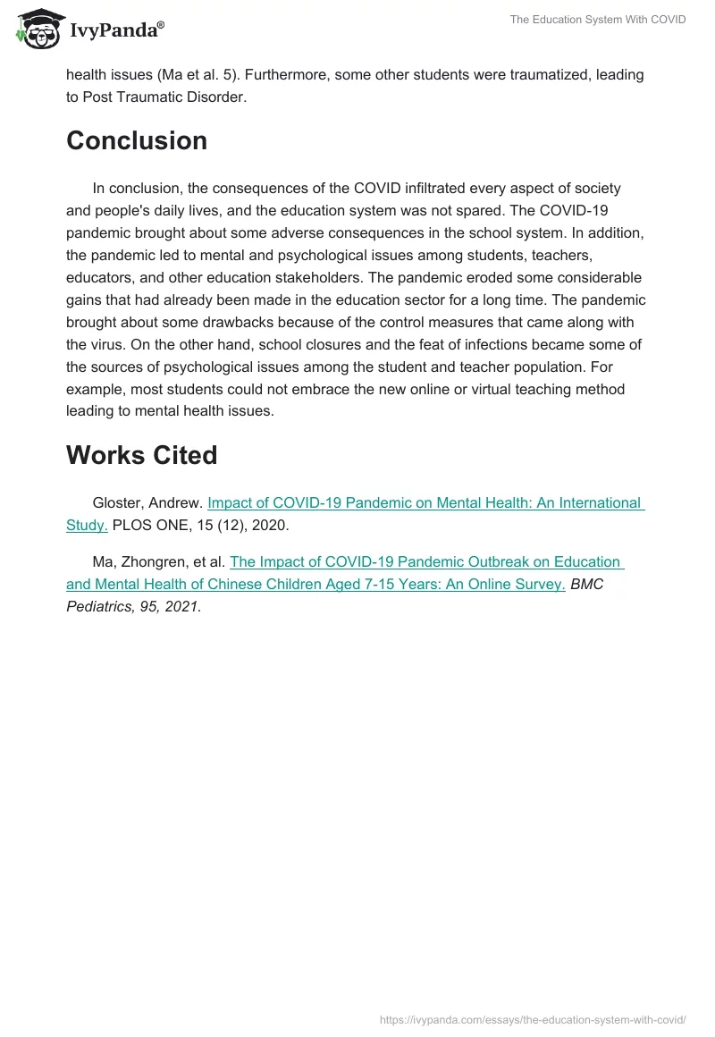 The Education System With COVID. Page 3