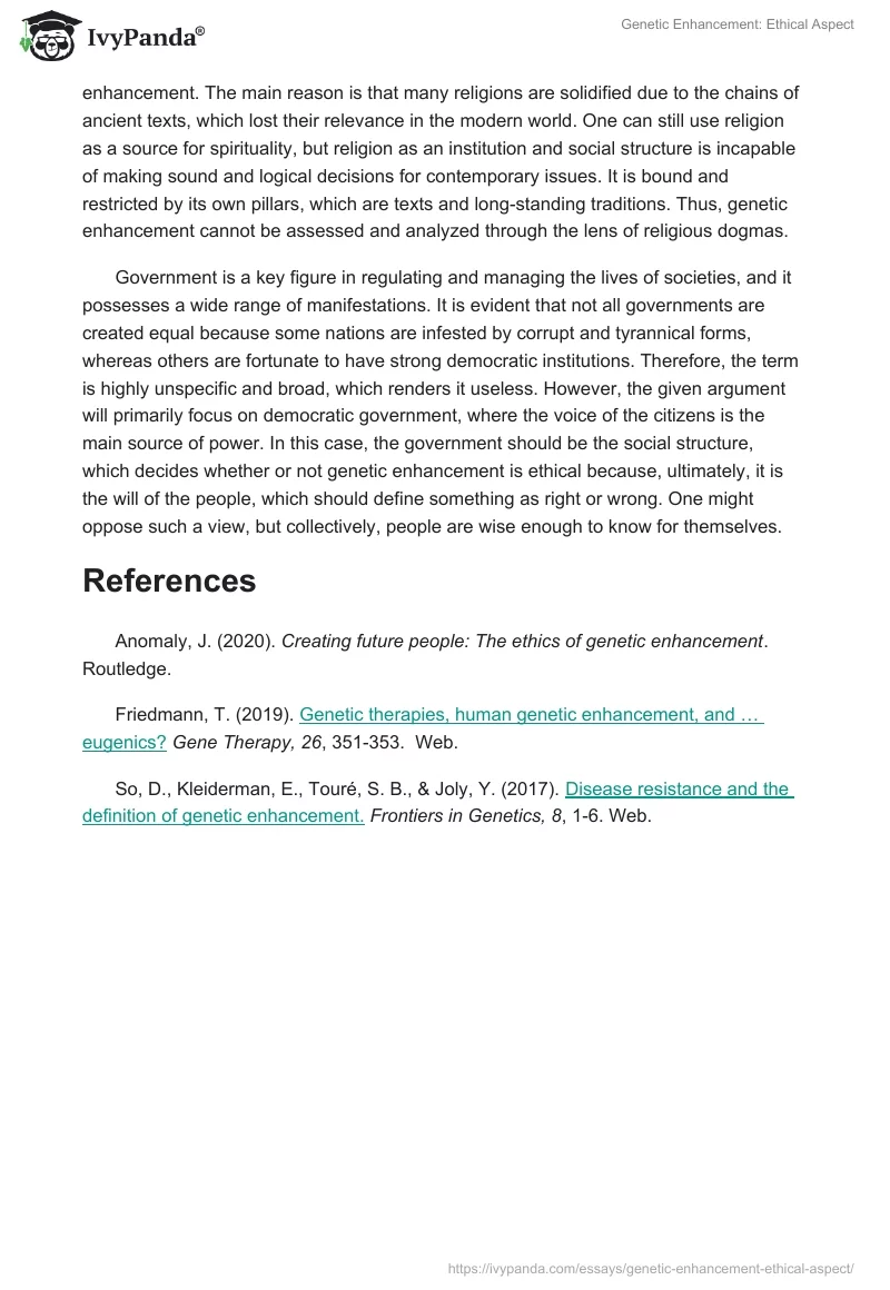 Genetic Enhancement: Ethical Aspect. Page 2