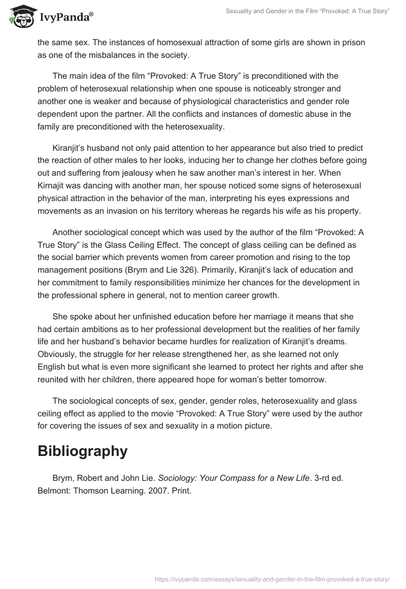 Sexuality and Gender in the Film “Provoked: A True Story”. Page 3