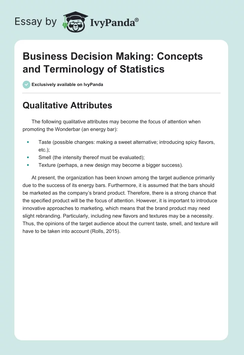 Business Decision Making: Concepts and Terminology of Statistics. Page 1