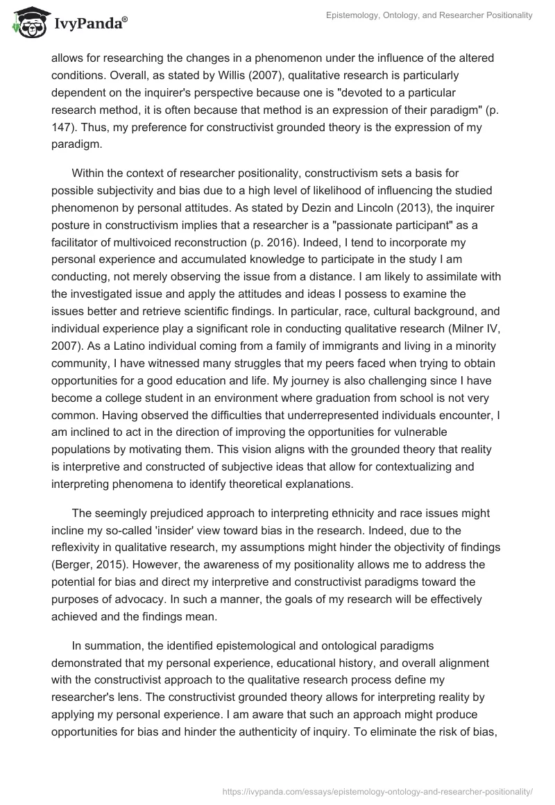 Epistemology, Ontology, and Researcher Positionality. Page 2