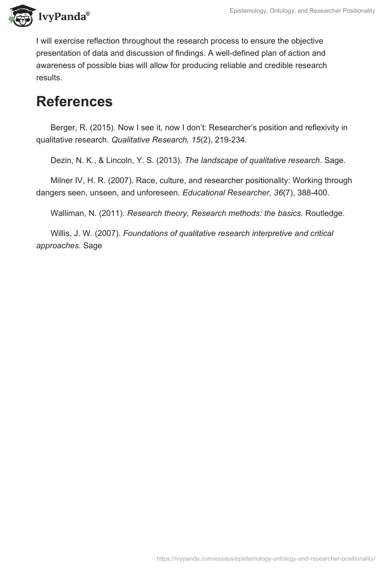 Epistemology, Ontology, and Researcher Positionality. Page 3