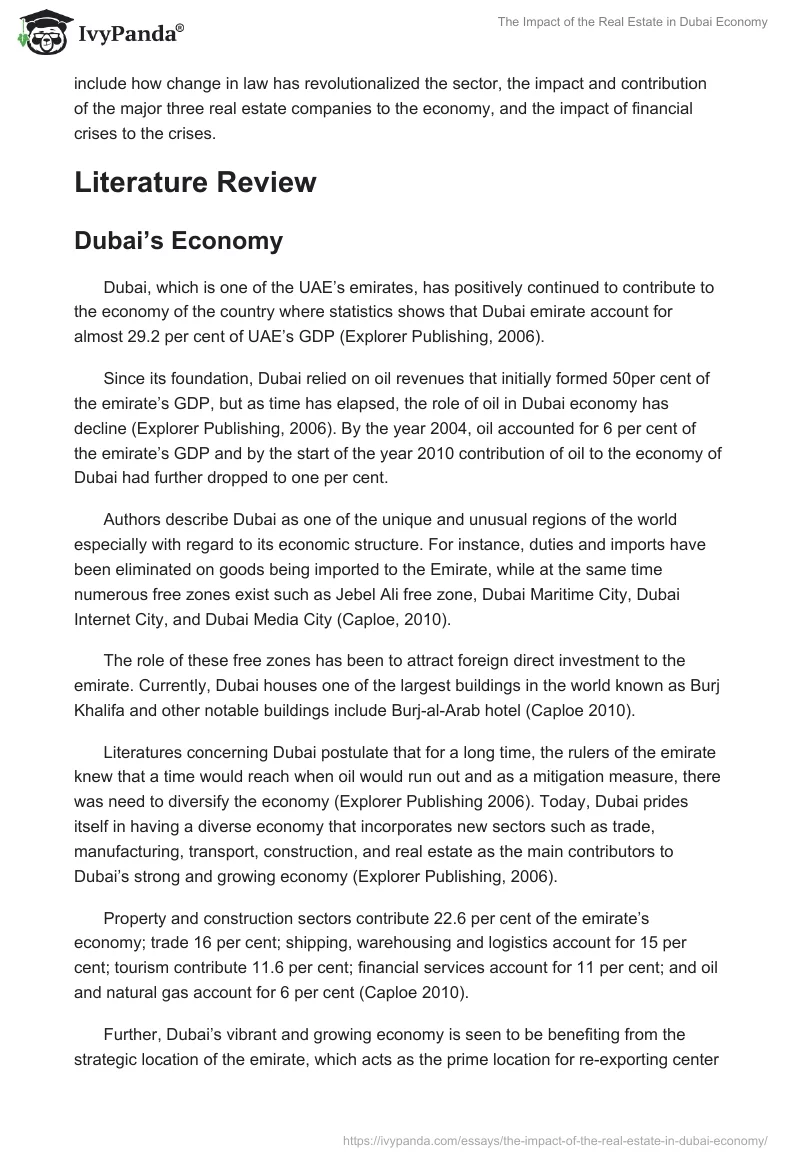 The Impact of the Real Estate in Dubai Economy. Page 3