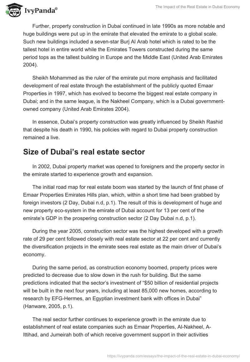 The Impact of the Real Estate in Dubai Economy. Page 5